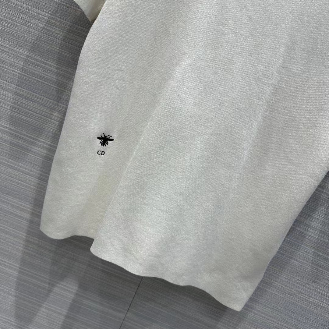Dior Women CD Short-Sleeved Sweater White Cashmere Silk Knit