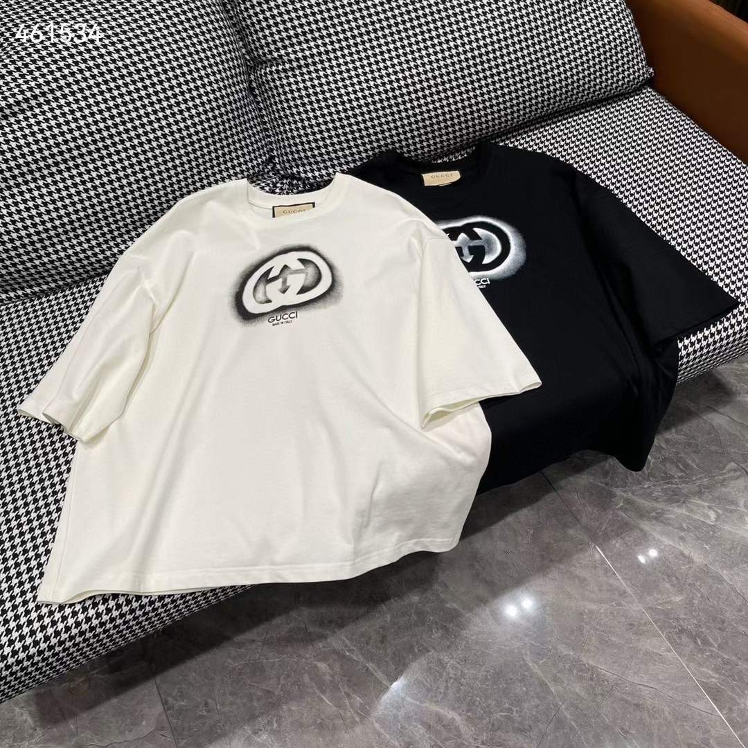 G*u*i gg women cotton jersey t-shirt crewneck dropped shoulder short sleeves