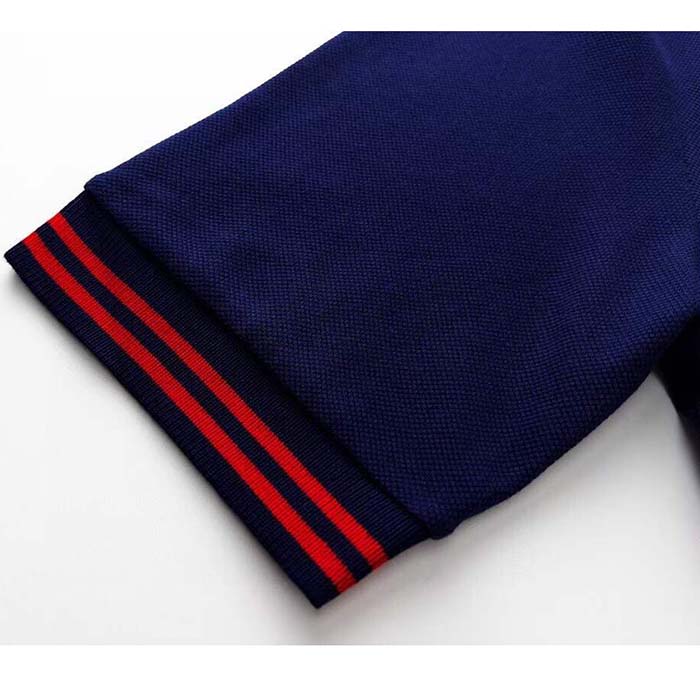 G*u*i men cotton piquet polo interlocking g side vents short sleeves