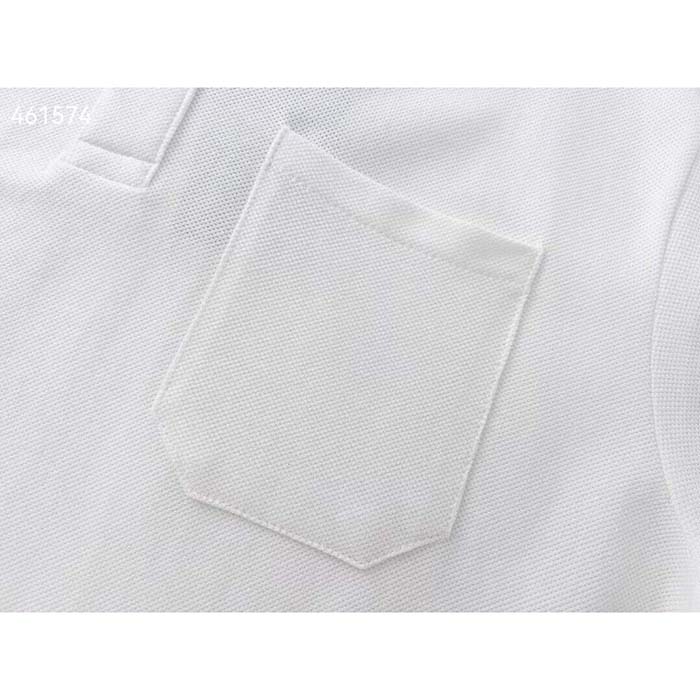 G*u*i men cotton piquet polo interlocking g white side vents short sleeves