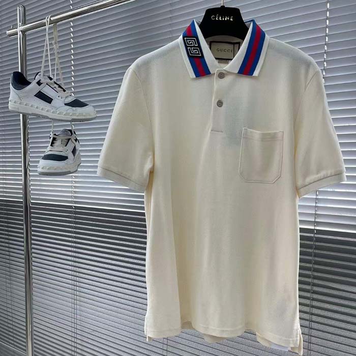 G*u*i women cotton piquet polo square gg collar short sleeves