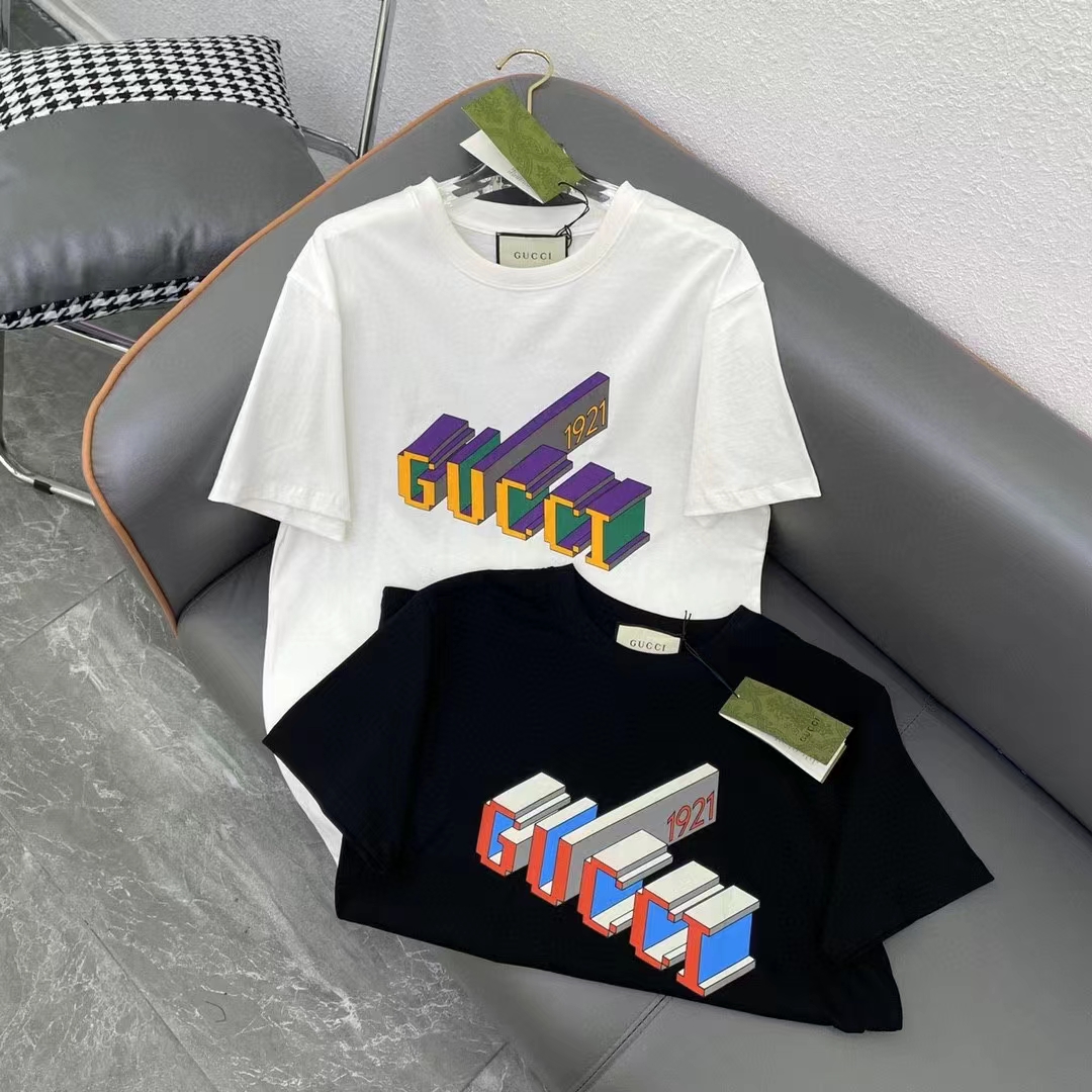 G*u*i men gg cotton jersey t-shirt black crewneck short sleeves