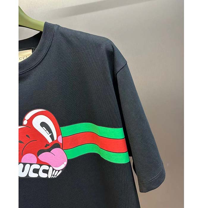 G*u*i men gg cotton jersey t-shirt print black crewneck short sleeves
