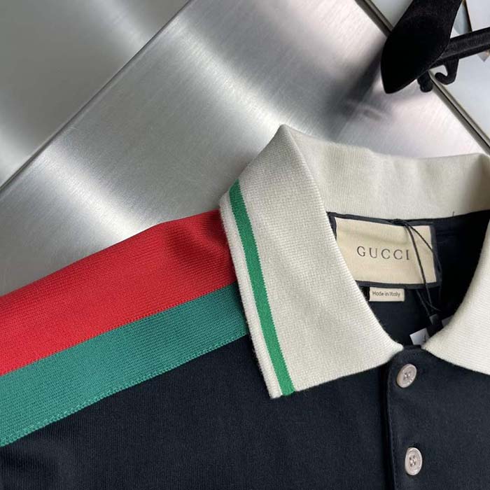 G*u*i men gg cotton polo interlocking g short sleeves chest pocket