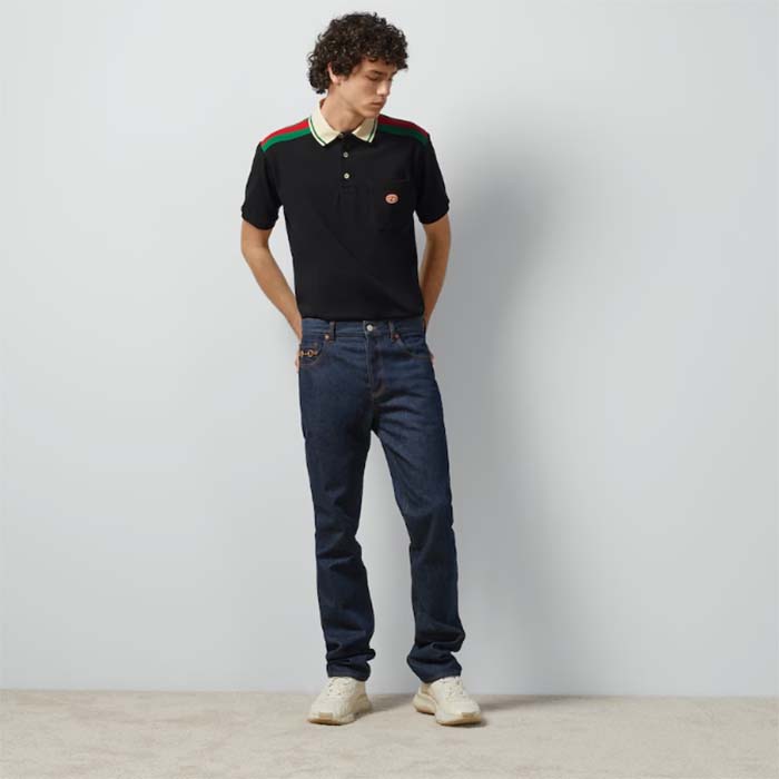G*u*i men gg cotton polo interlocking g short sleeves chest pocket