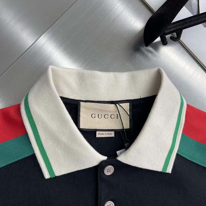 G*u*i men gg cotton polo interlocking g short sleeves chest pocket