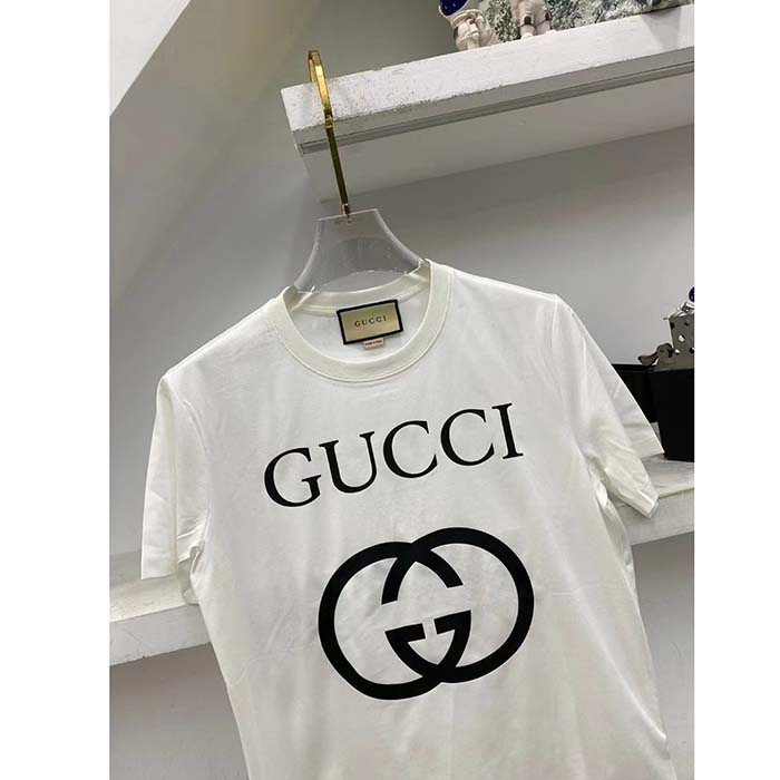 G*u*i men gg oversize t-shirt interlocking g off-white cotton jersey