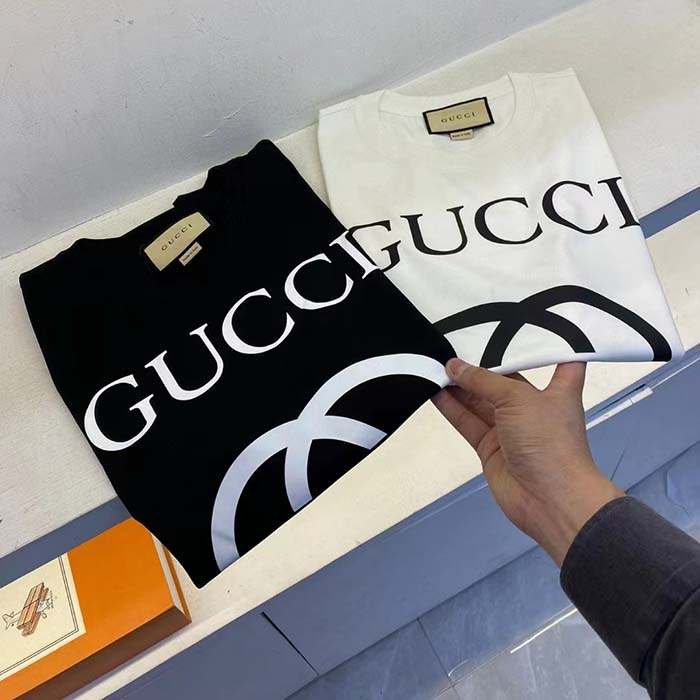 G*u*i women gg oversize t-shirt interlocking g black cotton jersey
