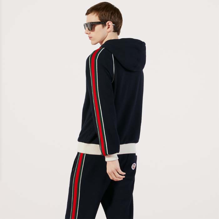G*u*i men gg wool jersey jacket web interlocking g front pockets