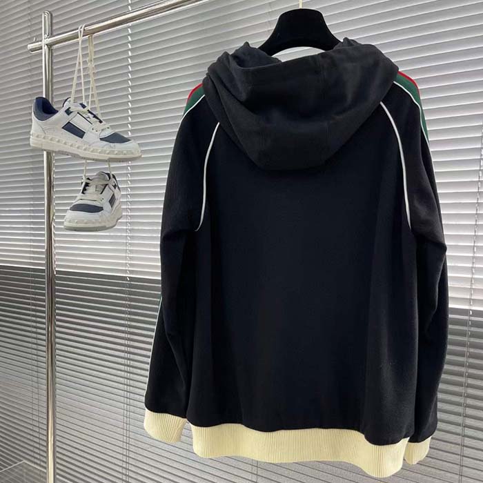 G*u*i women gg wool jersey jacket web interlocking g front pockets