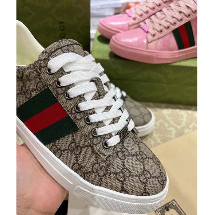 G*u*i unisex ace sneaker web beige gg supreme canvas low heel