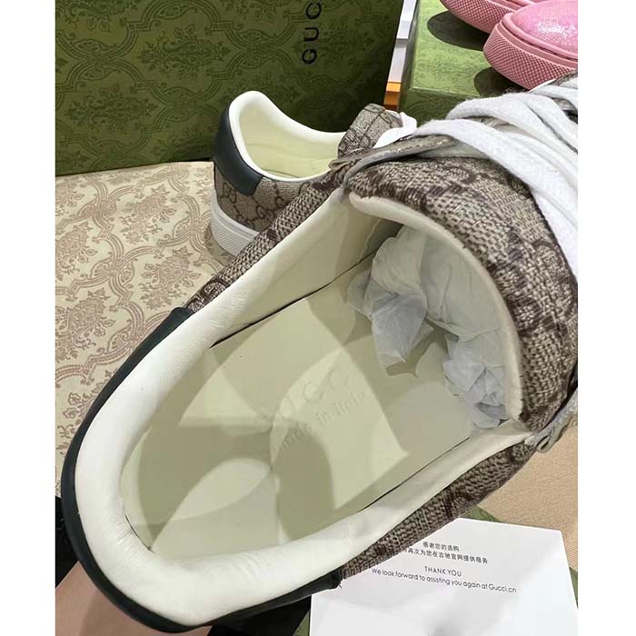 G*u*i unisex ace sneaker web beige gg supreme canvas low heel
