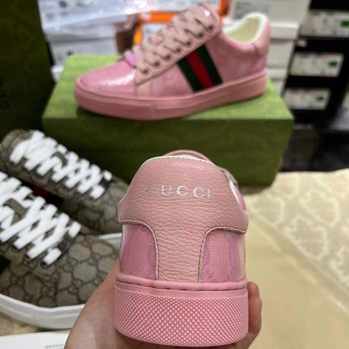 G*u*i unisex ace sneaker web pink gg crystal canvas low heel