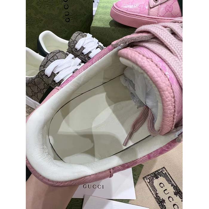 G*u*i unisex ace sneaker web pink gg crystal canvas low heel