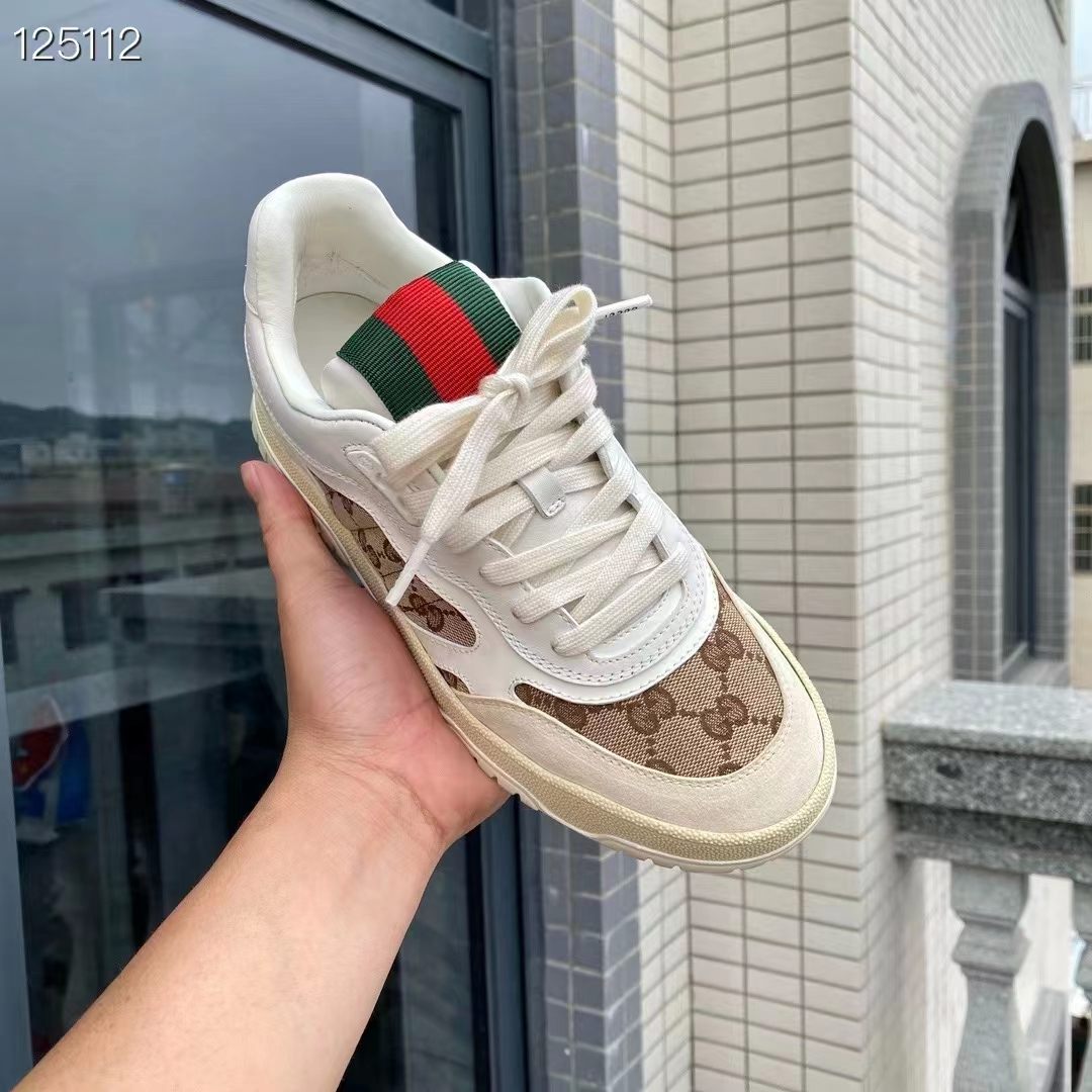 G*u*i unisex gg re-web sneaker script beige interlocking g low heel