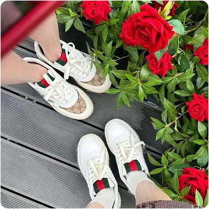 G*u*i unisex gg re-web sneaker script beige interlocking g low heel