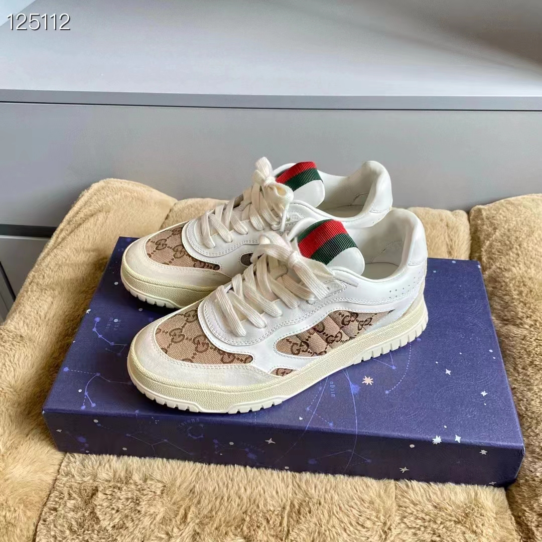 G*u*i unisex gg re-web sneaker script beige interlocking g low heel