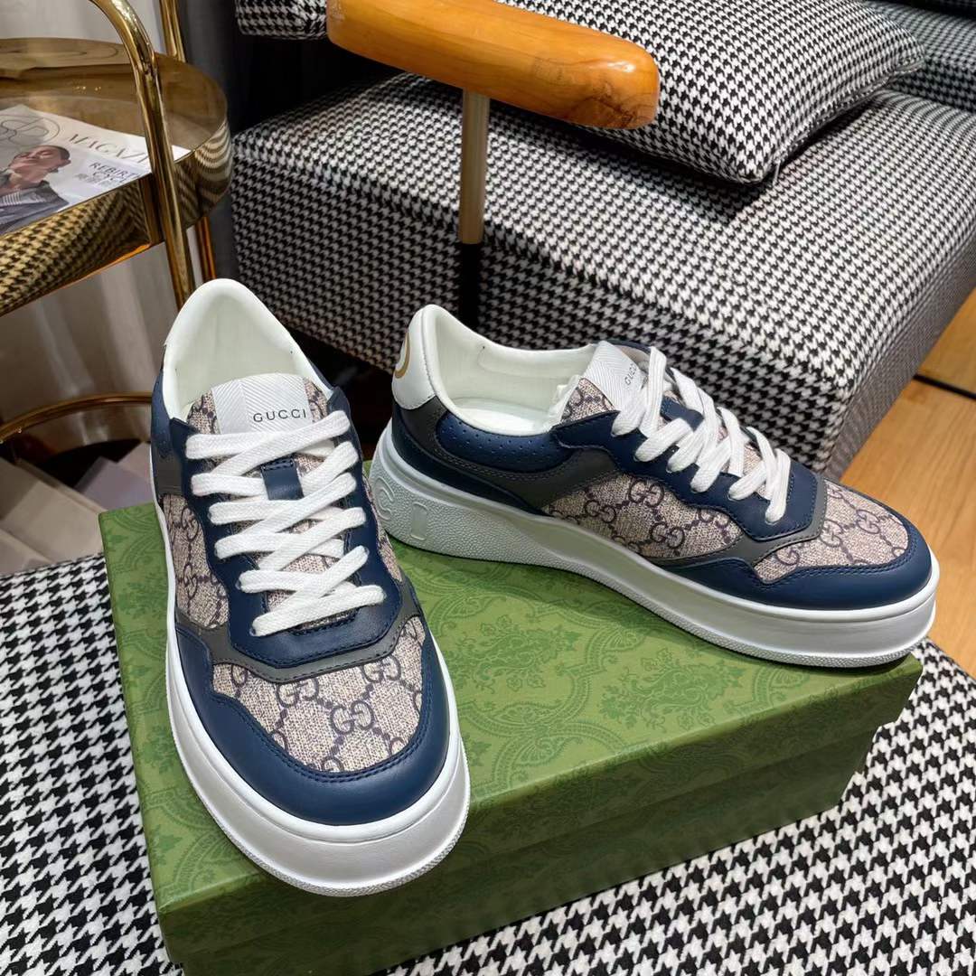 G*u*i unisex gg sneaker beige blue gg supreme canvas mid-heel