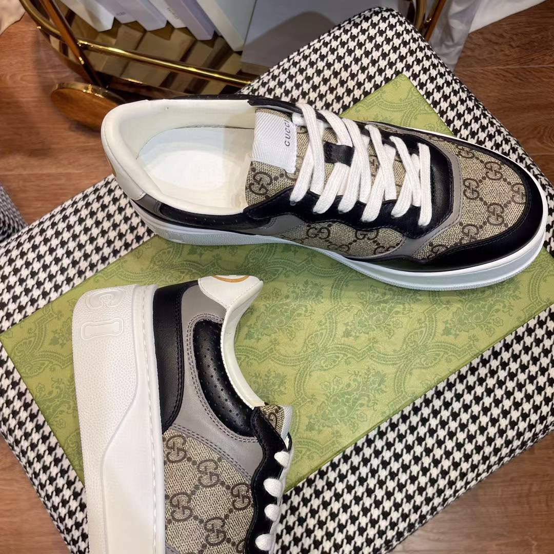 G*u*i unisex gg sneaker beige ebony gg supreme canvas mid-heel