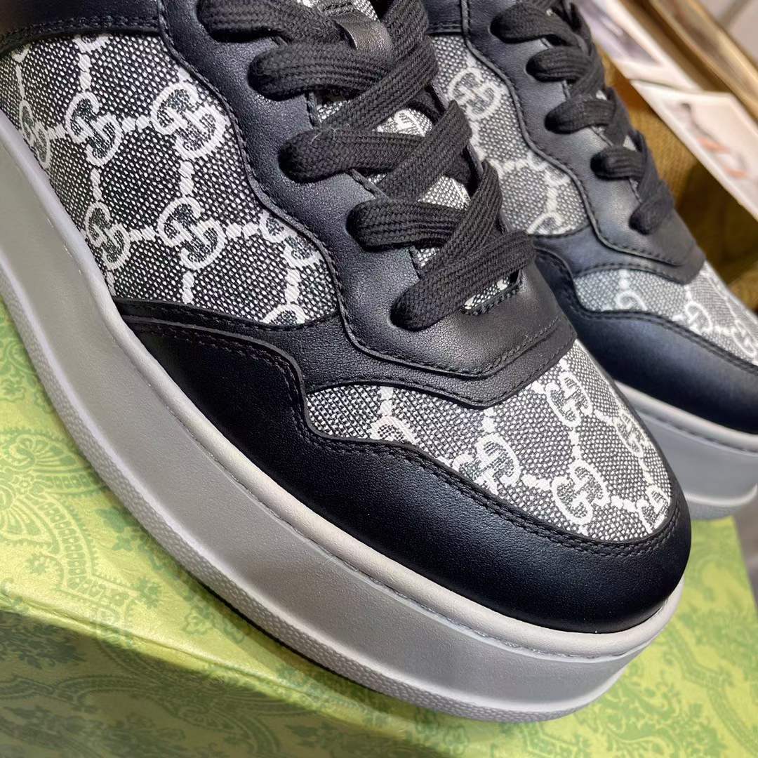 G*u*i unisex gg sneaker black grey gg supreme canvas mid-heel