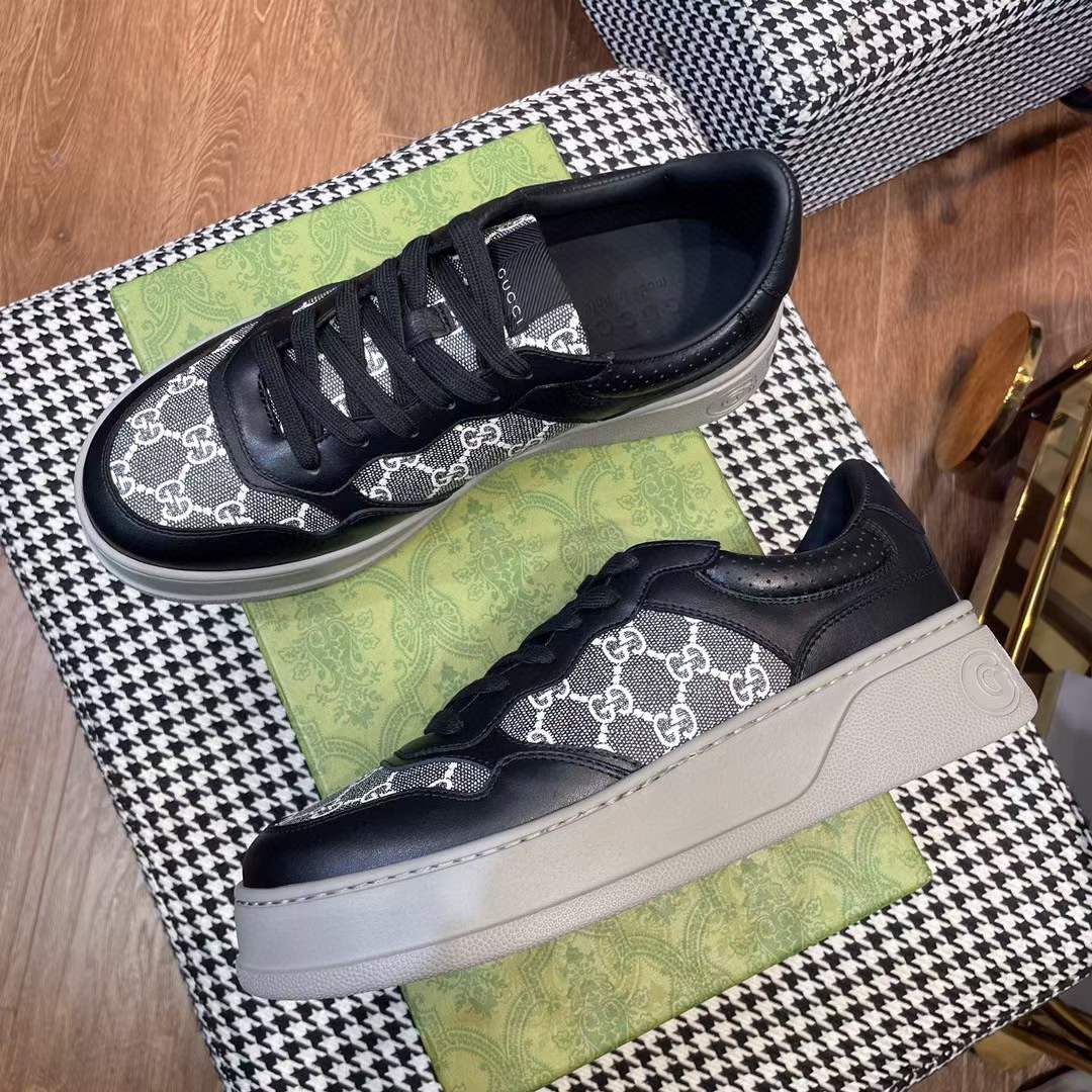 G*u*i unisex gg sneaker black grey gg supreme canvas mid-heel
