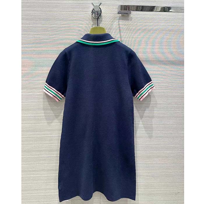 G*u*i women fine knit dress embroidery gg heart point collar