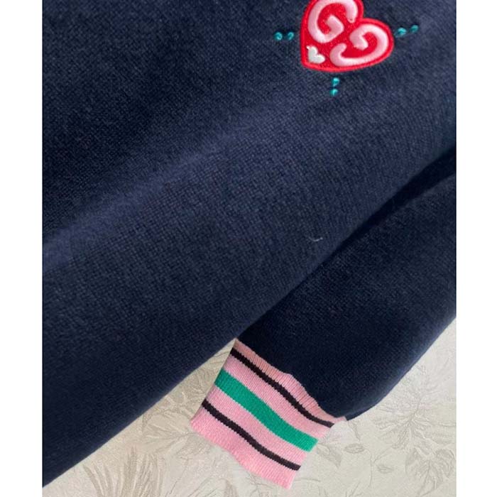 G*u*i women fine knit sweater embroidery gg heart round neck