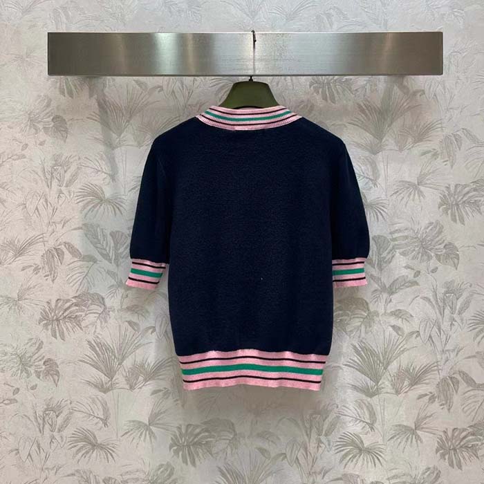 G*u*i women fine knit sweater embroidery gg heart round neck