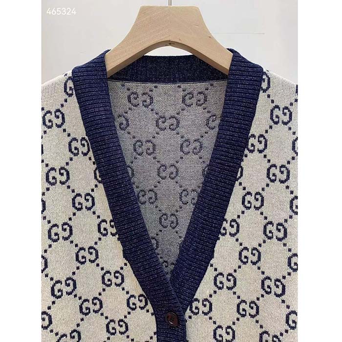 G*u*i men gg cotton jacquard cardigan v-neck two front pockets