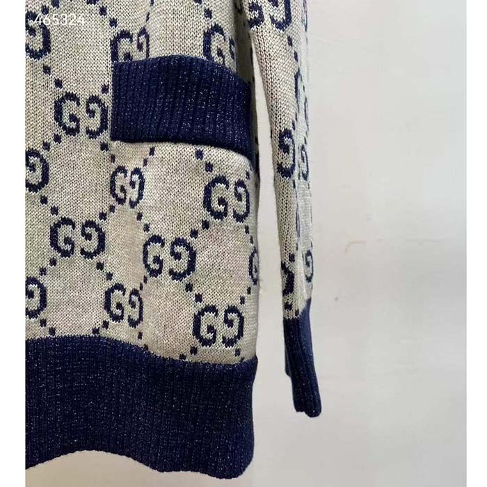 G*u*i men gg cotton jacquard cardigan v-neck two front pockets