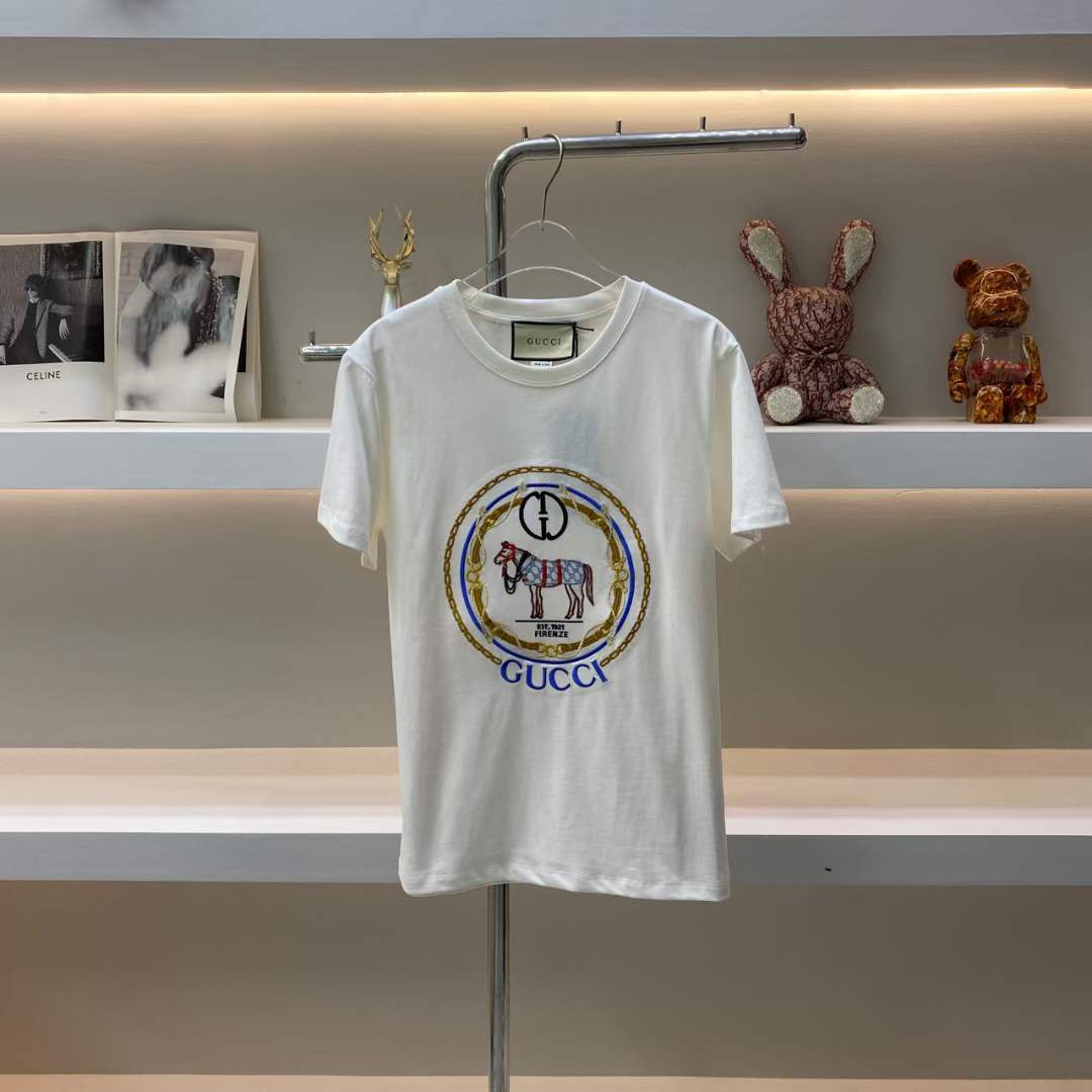 G*u*i men gg cotton jersey t-shirt interlocking g crystal crewneck