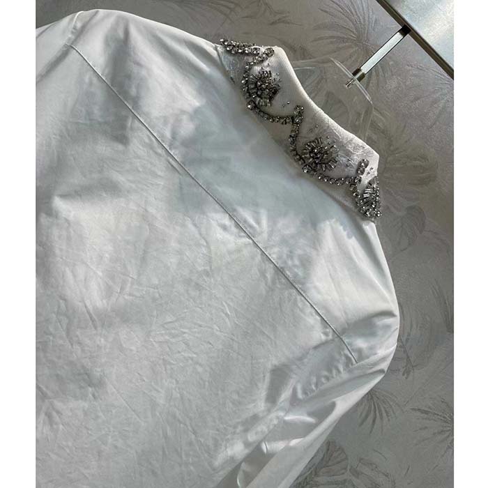 G*u*i men gg cotton poplin shirt embroidery long sleeves concealed placket