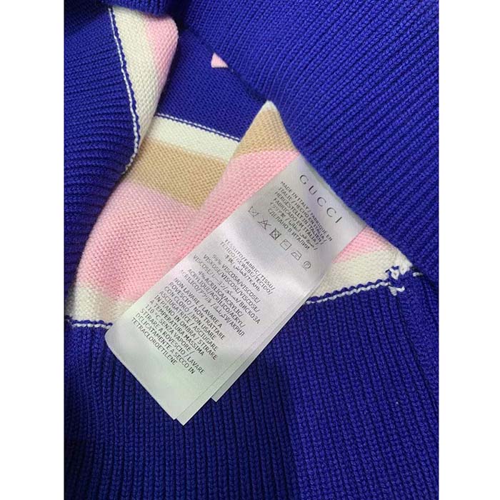 G*u*i women gg striped cotton wool dress patch round neck