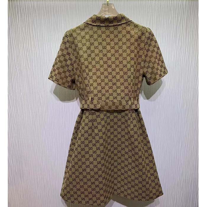 G*u*i women original gg canvas jumpsuit point neck short sleeves