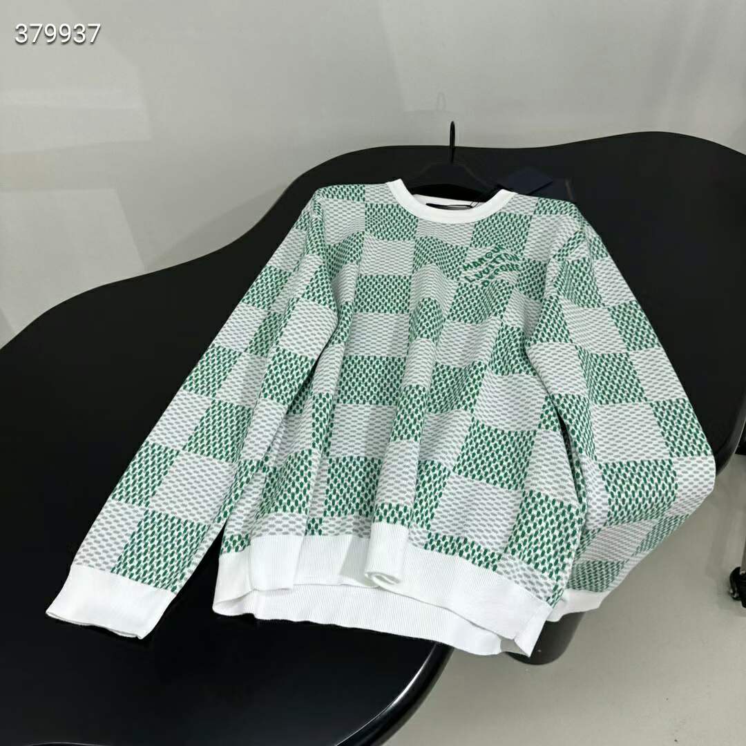 Louis Vuitton LV Men Damier Cotton Sweatshirt Classic Fit Green 1AFJHG