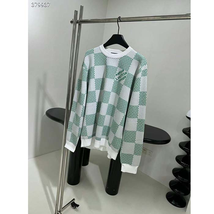 Louis Vuitton LV Men Damier Cotton Sweatshirt Classic Fit Green 1AFJHG