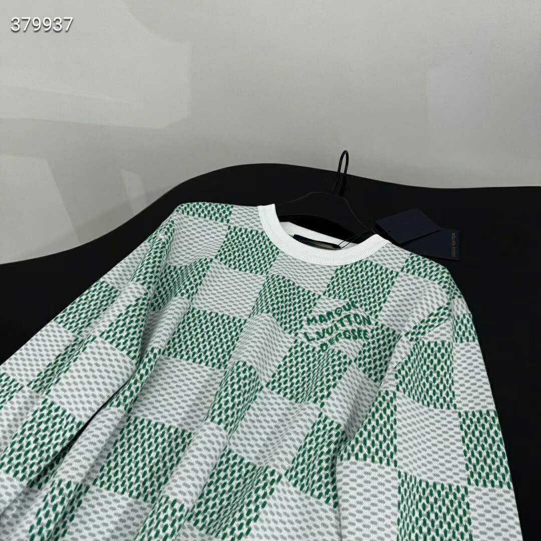Louis Vuitton LV Men Damier Cotton Sweatshirt Classic Fit Green 1AFJHG
