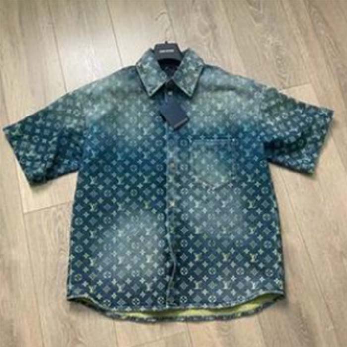 Louis Vuitton Women LV Rainbow Monogram Short-Sleeved Denim Shirt 1AB91W