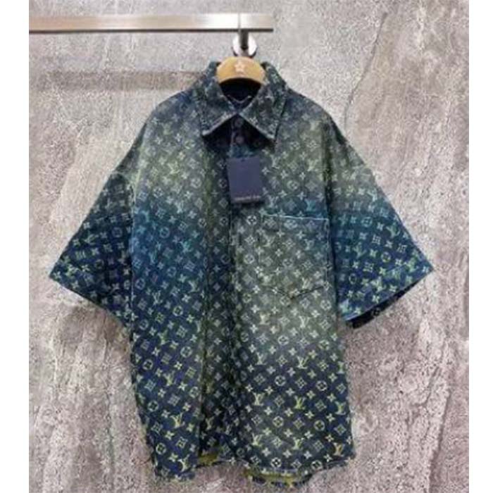 Louis Vuitton Women LV Rainbow Monogram Short-Sleeved Denim Shirt 1AB91W