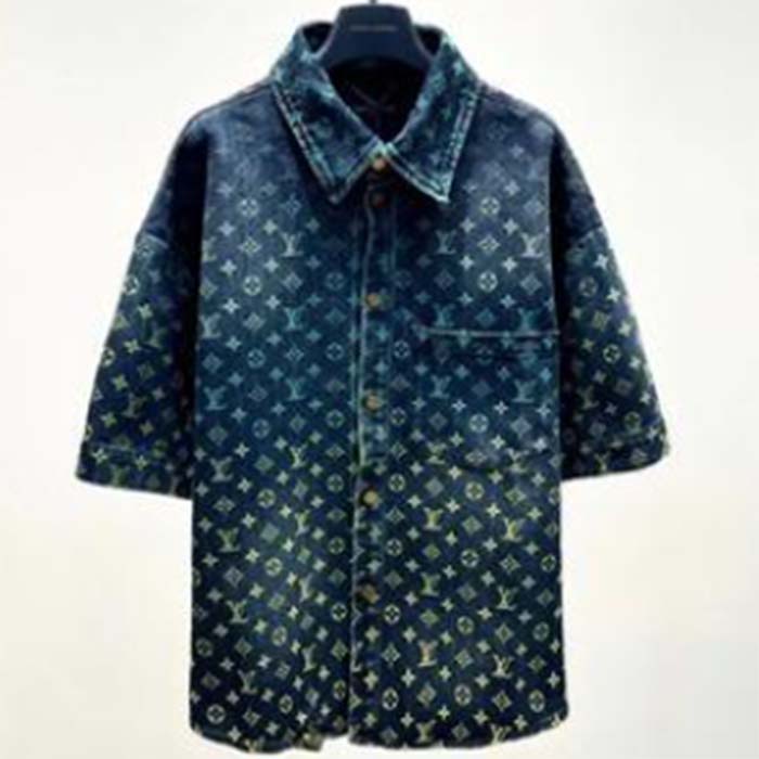 Louis Vuitton Women LV Rainbow Monogram Short-Sleeved Denim Shirt 1AB91W