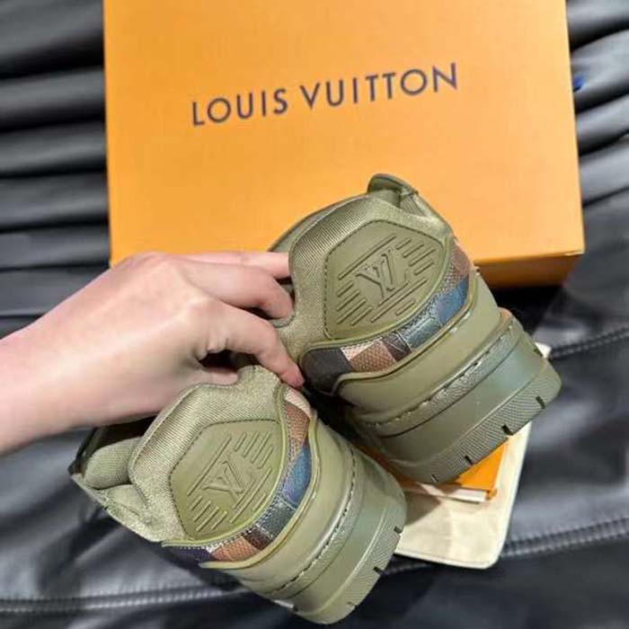 Louis Vuitton Unisex LV Trainer Maxi Sneaker Khaki Green Calf Leather 1ACNCZ