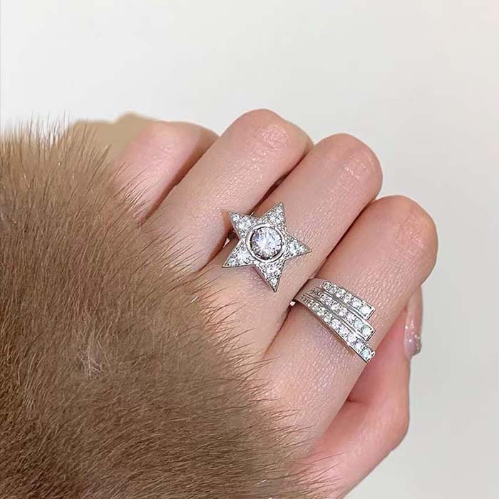 chanel women cc comete 1932 ring 18k white gold Di*m*nds