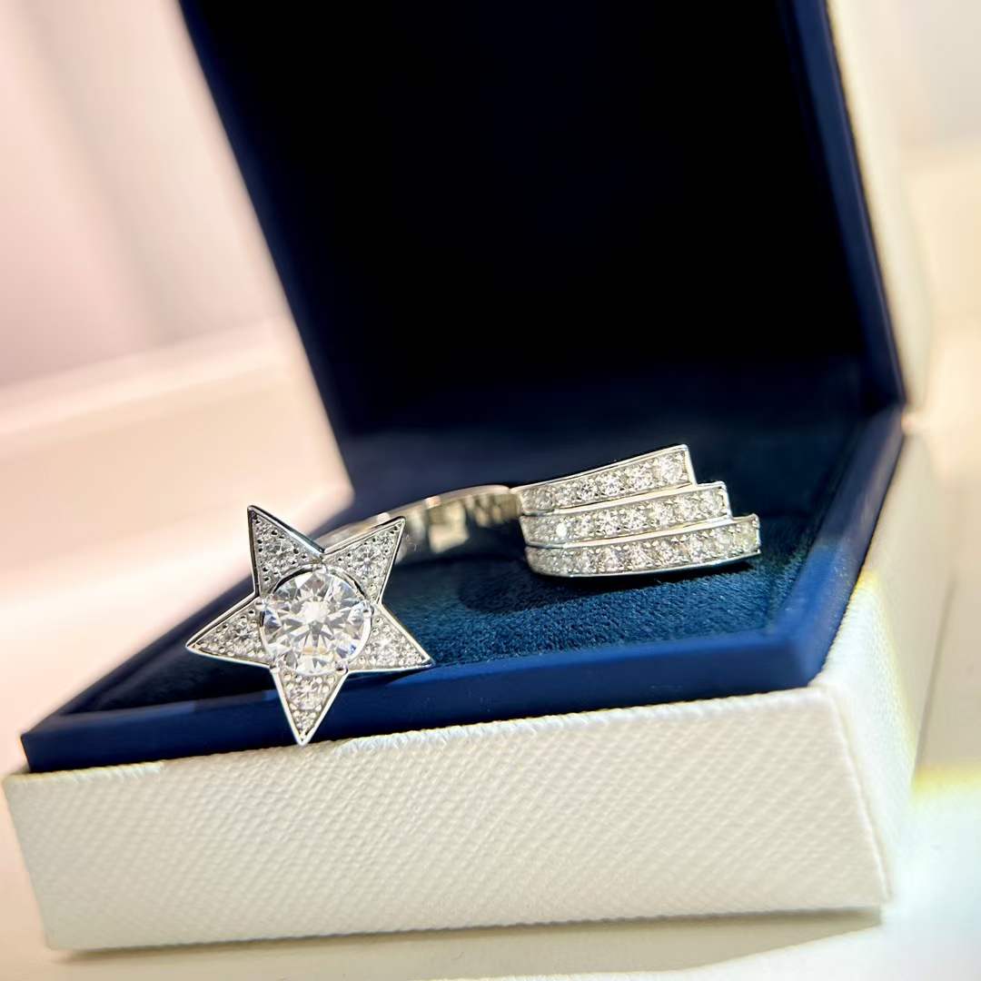 chanel women cc comete 1932 ring 18k white gold Di*m*nds
