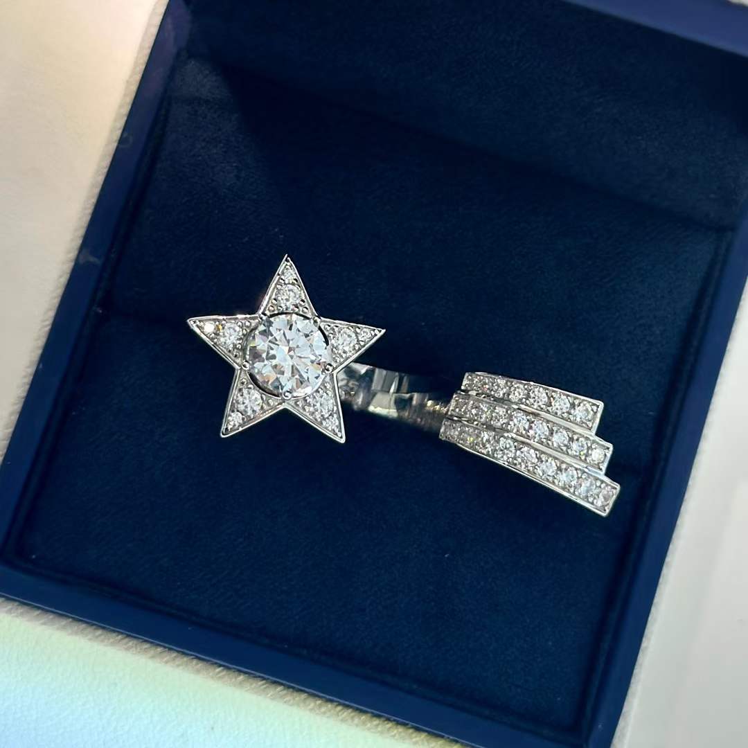 chanel women cc comete 1932 ring 18k white gold Di*m*nds
