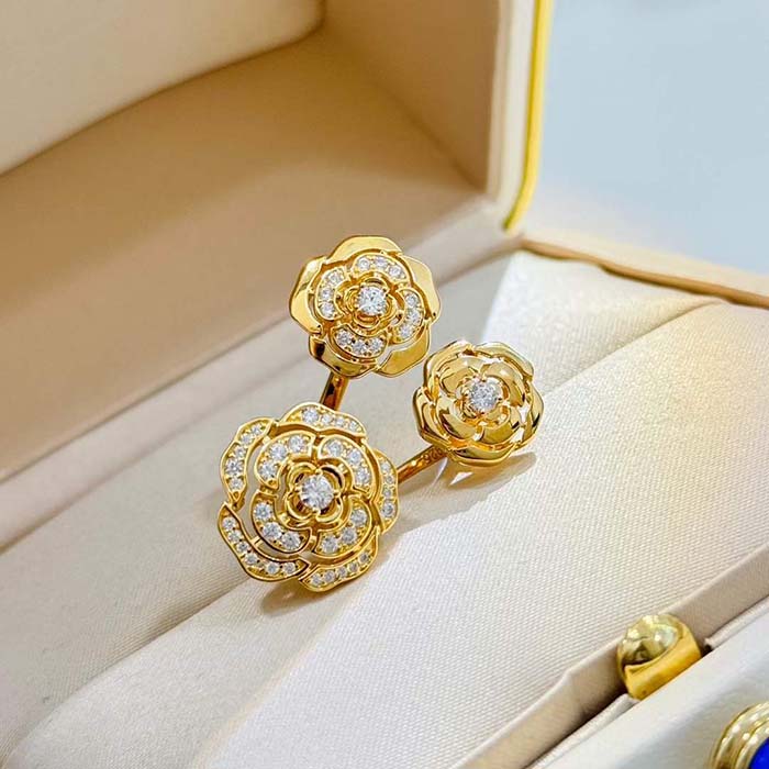 chanel women cc extrait de camelia transformable ring 18k rose gold Di*m*nds