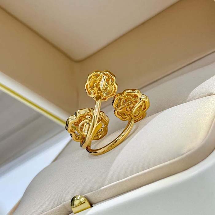 chanel women cc extrait de camelia transformable ring 18k rose gold Di*m*nds