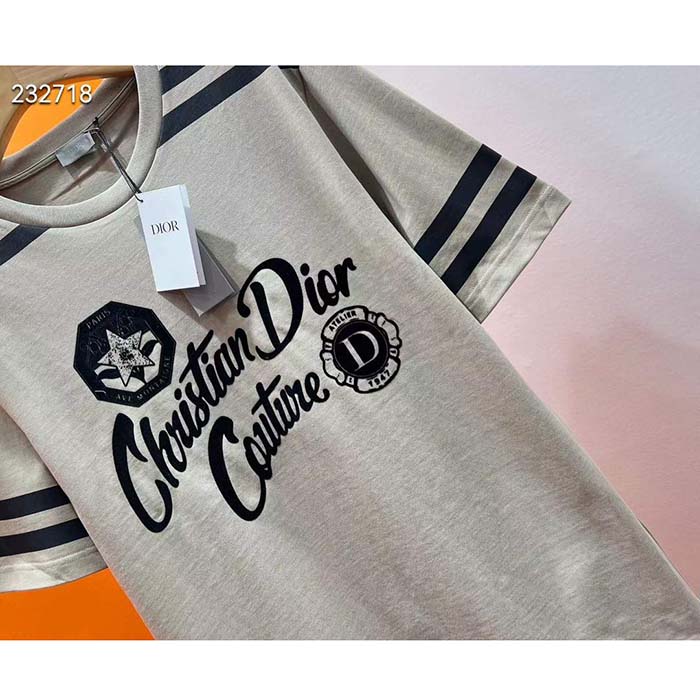 Dior CD Men Christian Dior Couture Relaxed-Fit T-Shirt Beige Cotton Jersey