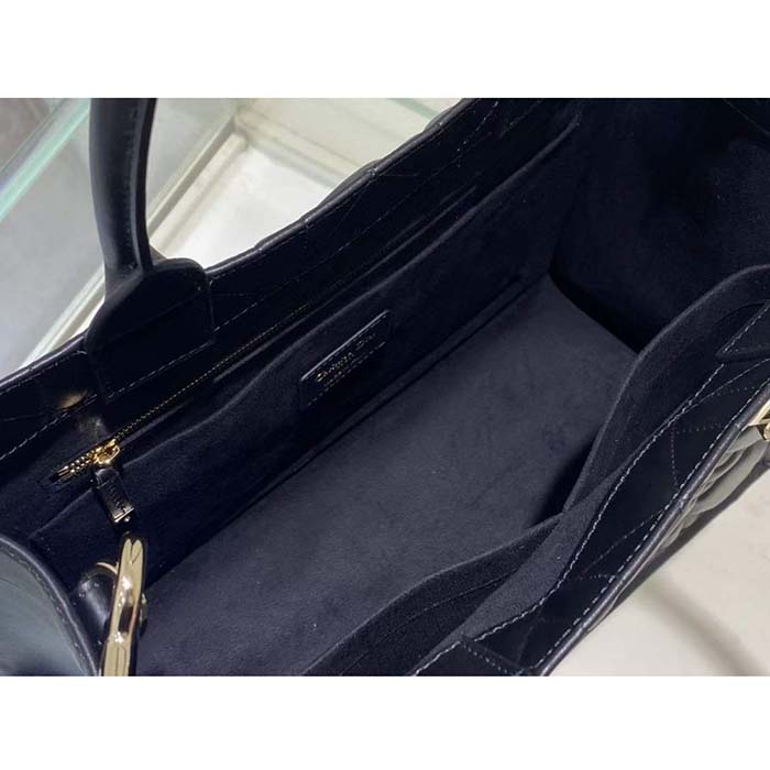 Dior Women CD Medium Dior Book Tote Black Macrocannage Calfskin