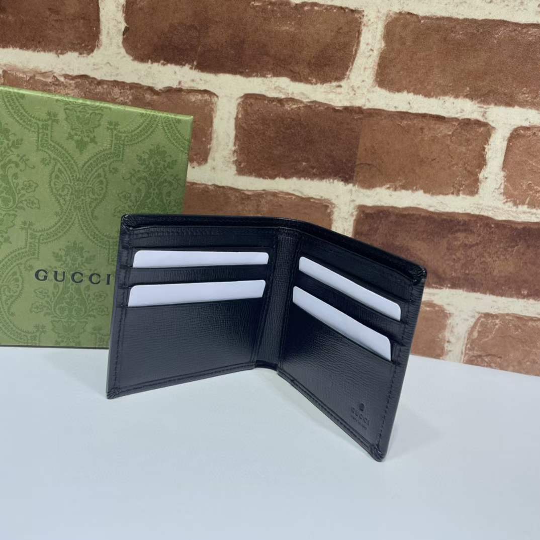 G*u*i unisex coin wallet interlocking g black gg supreme canvas black leather