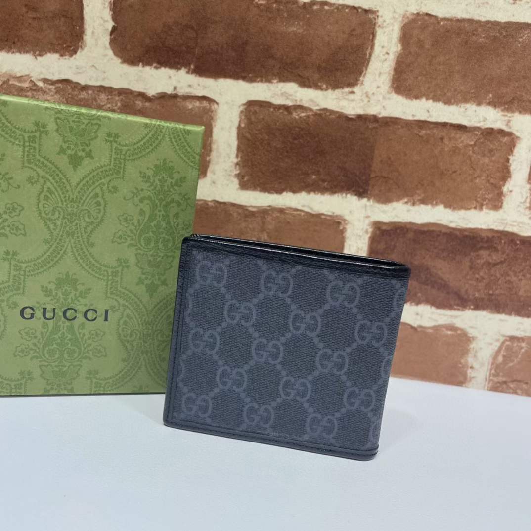 G*u*i unisex coin wallet interlocking g black gg supreme canvas black leather